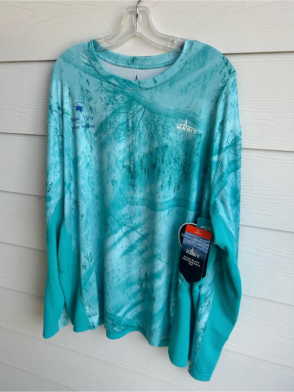 Habit Men’s Long-Sleeve Performance Tee in Aqua Teal - Picture 5 of 6